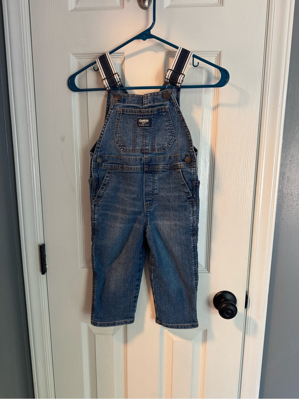 OshKosh B'gosh Kids Overalls with Striped Straps 2T, excellent used condition